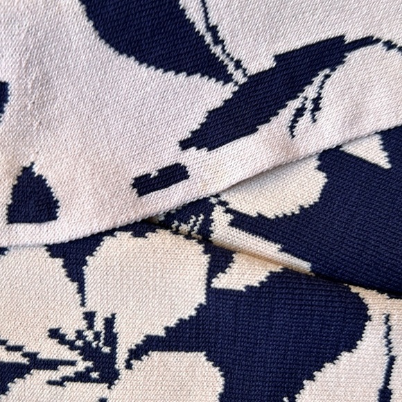 Eliza J Navy and Pink Floral Fit and Flare Knit Sweater Dress Sz S - Picture 14 of 15